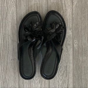 Black Born Wedge Flip Flop Sandals - Size 9